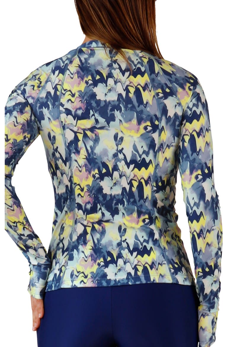 Long Sleeve Full Zip Rash Guard, Alternate, color, Marbled Floral