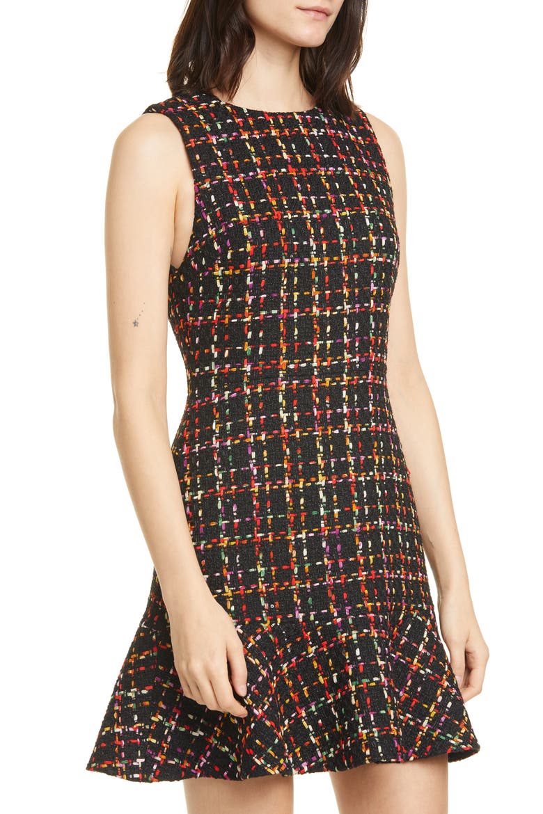 Sonny Tweed Ruffle Skater Dress, Alternate, color, BLACK MULTI