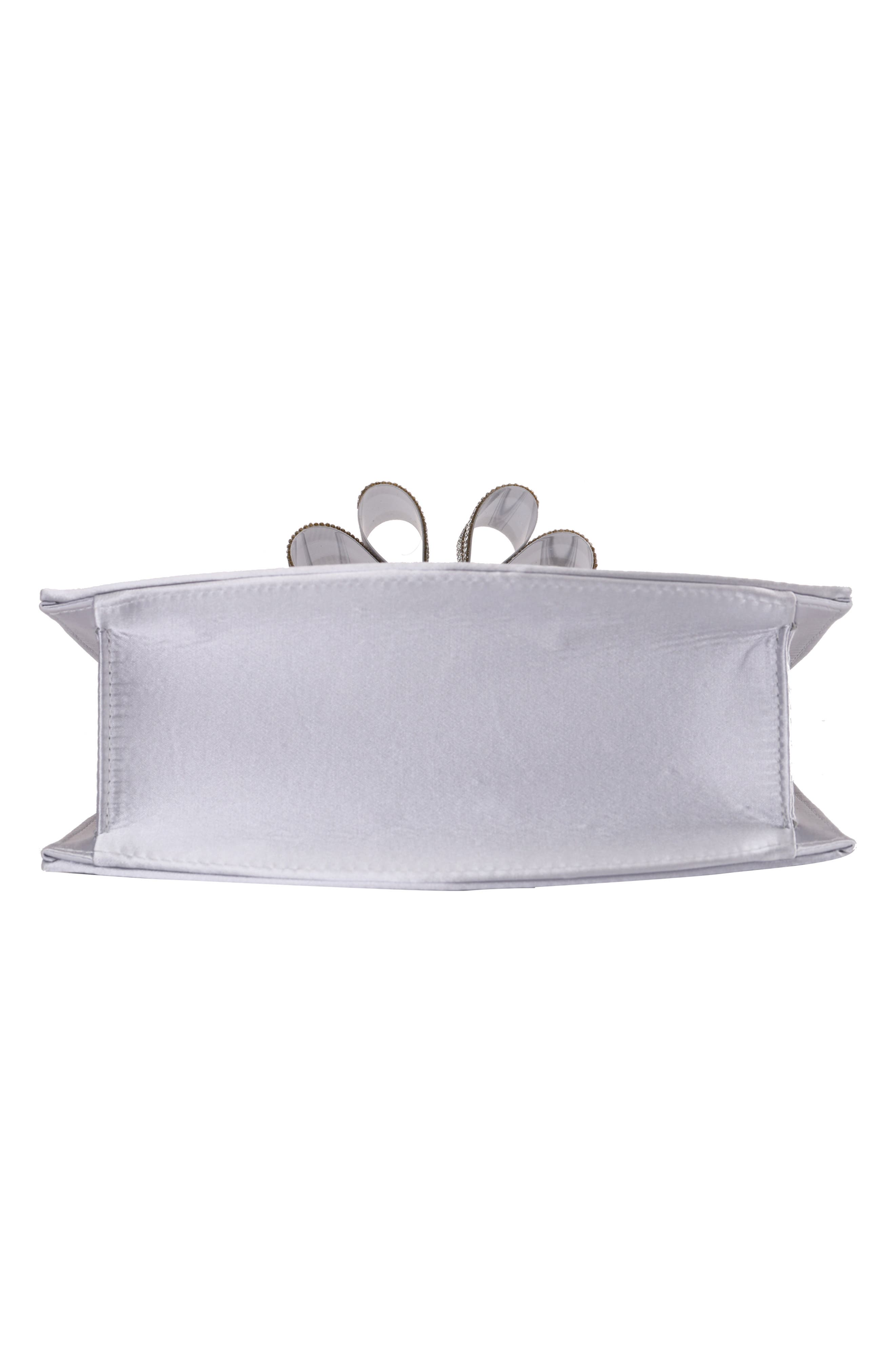 Fantasy Bow Satin Clutch, Alternate, color, SILVER