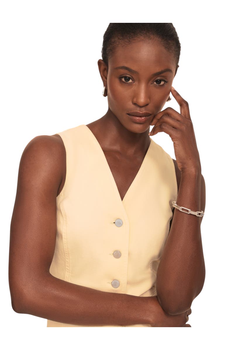 MINT VELVET Denim V Neck Waistcoat, Alternate, color, Yellow