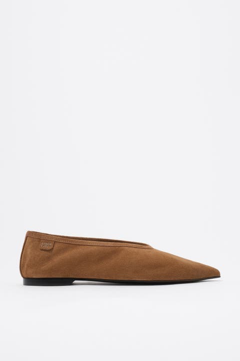Suede Pointed Toe Ballerina