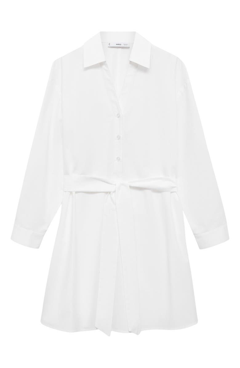 MANGO Tie Belt Long Sleeve Shirtdress, Main, color, 