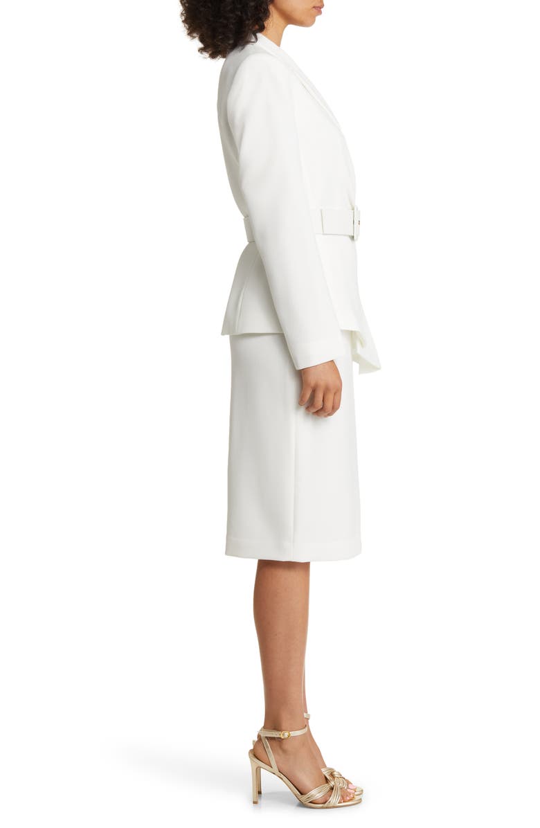 Tahari ASL Nested Belted Jacket and Skirt, Alternate, color, Ivory