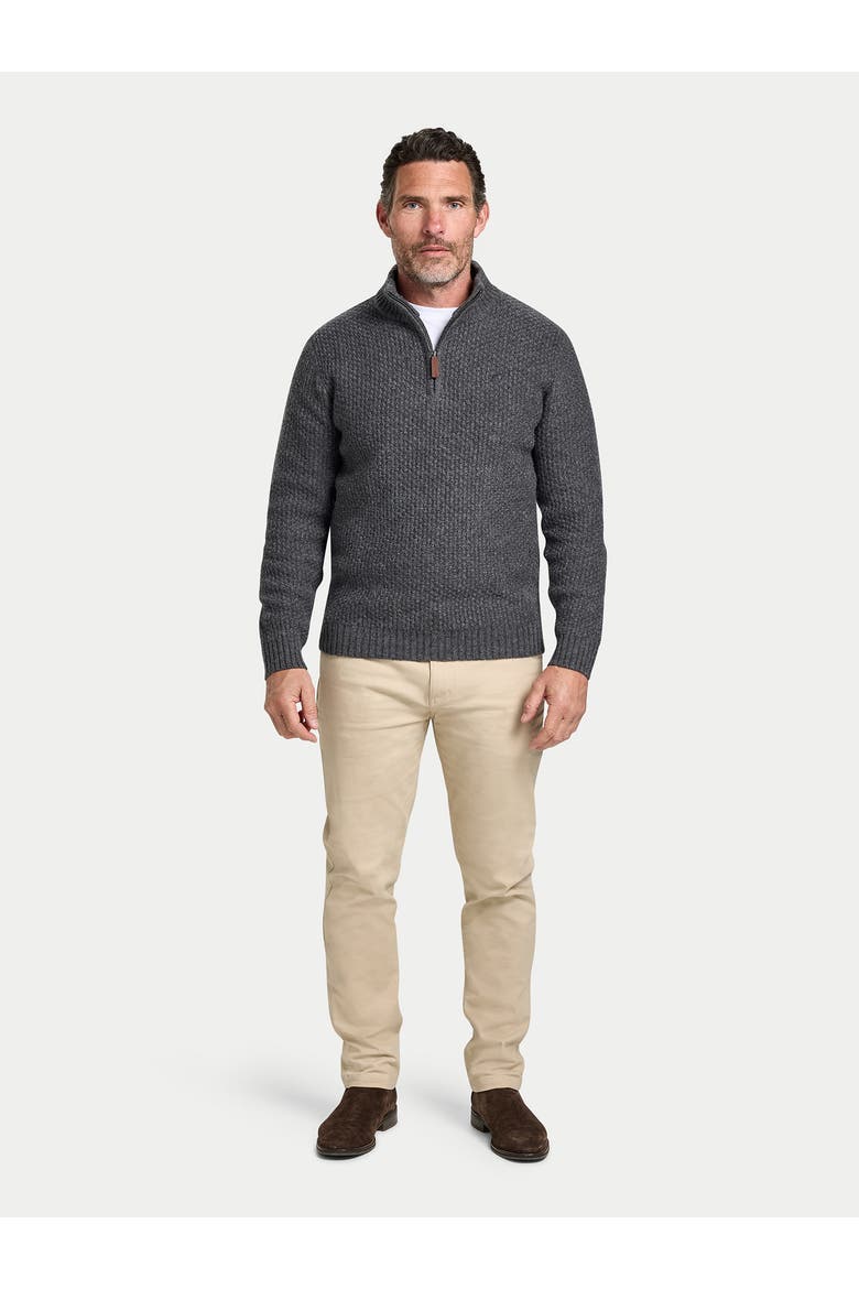 Chunky Textured Quarter Zip Knit Sweater, Alternate, color, Dark Grey Marl