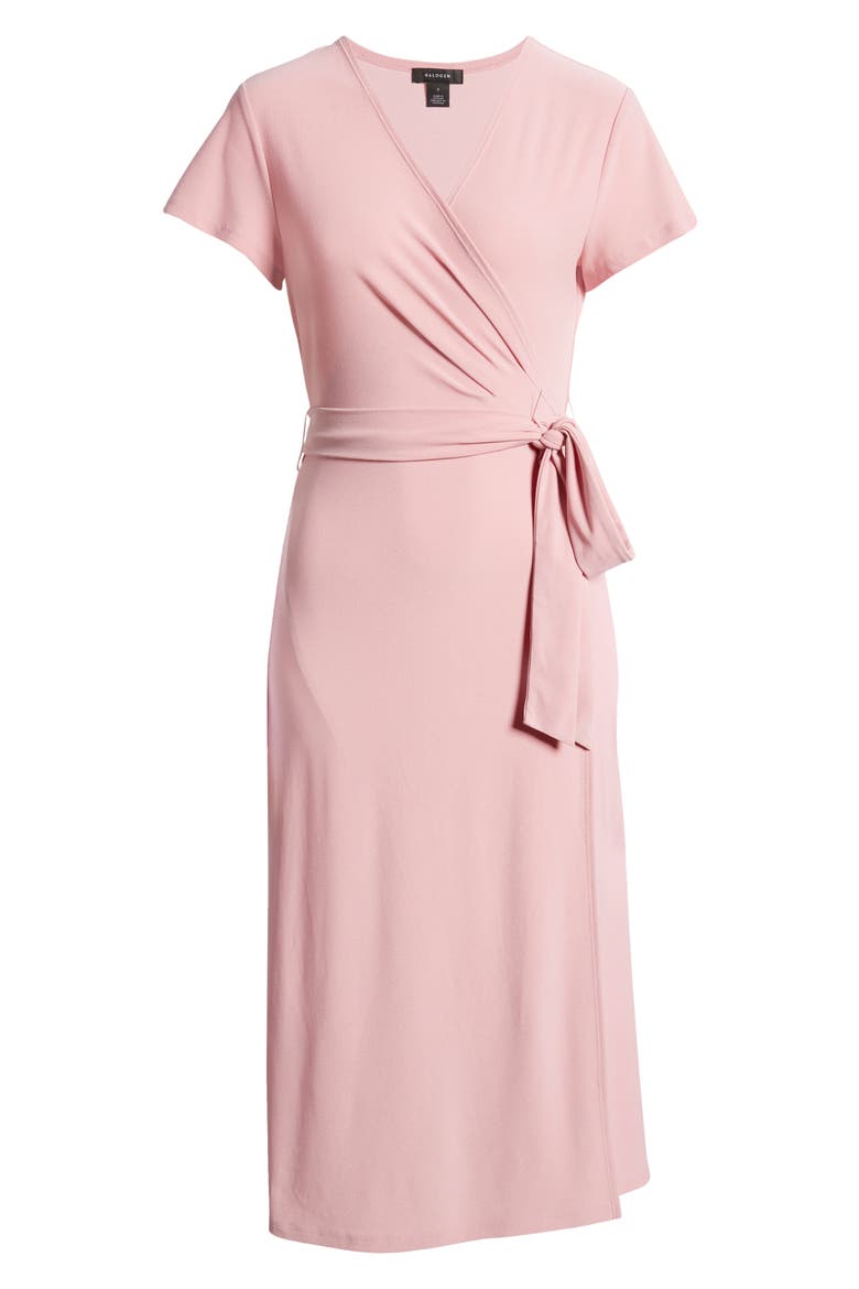 Crossover Short Sleeve Wrap Dress, Alternate, color, PURPLE LILAS
