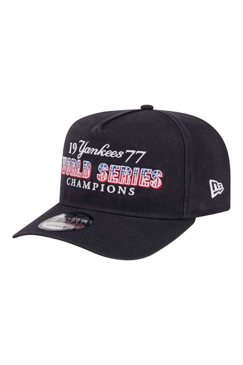 Men's New Era Navy New York Yankees 1977 World Series Champions Throwback 9FIFTY A-Frame Snapback Hat, Alternate, color, Navy
