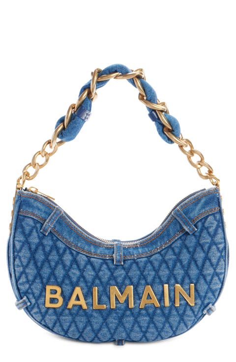 1945 Soft Moon Quilted Denim Hobo Bag