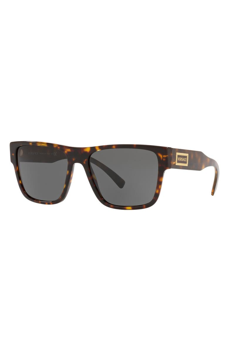 Versace 56mm Flat Top Sunglasses, Alternate, color, Havana/ Grey