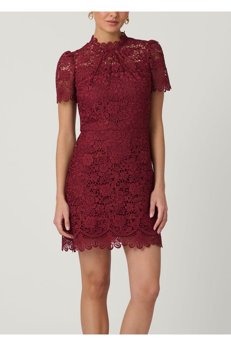 Ella Cortland Lace Dress, Main, color, Burgundy