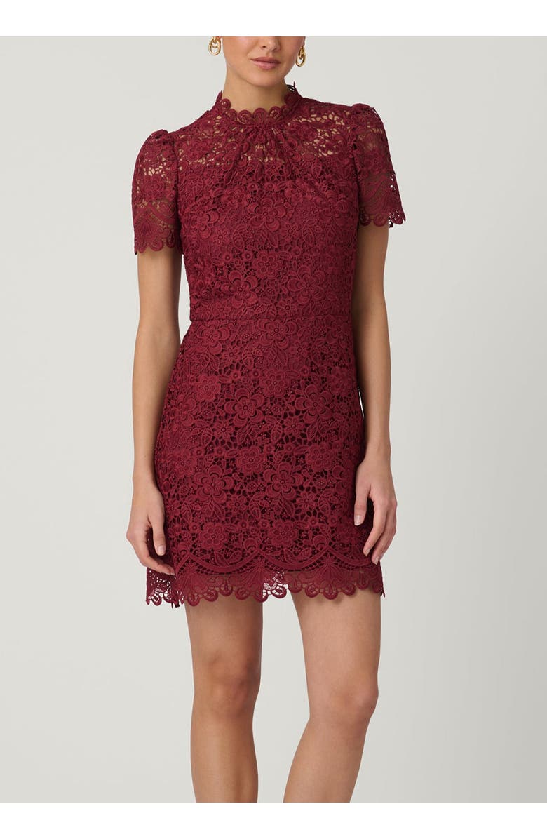 Shoshanna Ella Cortland Lace Dress, Main, color, Burgundy