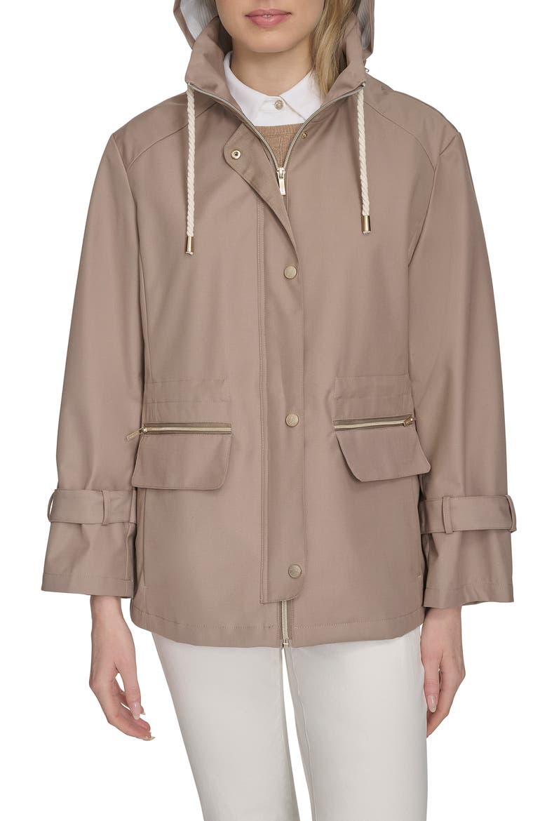 Hooded Oversize Rain Jacket, Alternate, color, LIGHT TAUPE