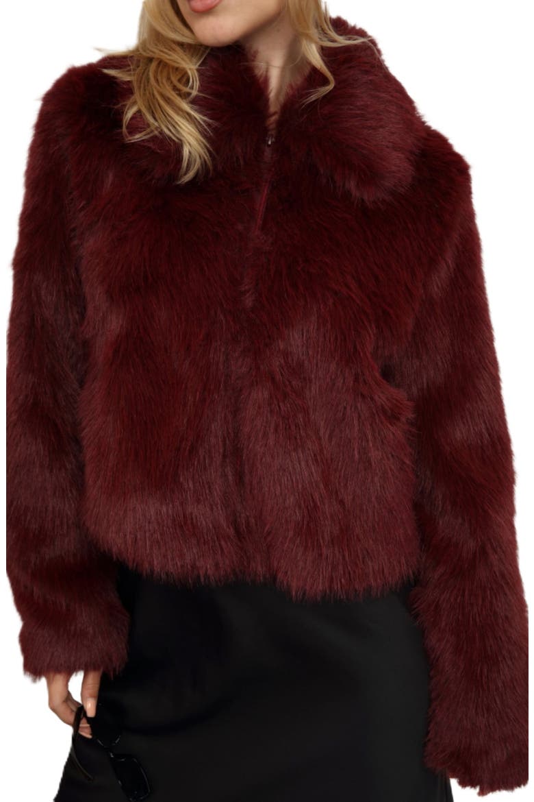 Faux Fur Shirt Jacket, Main, color, BURGUNDY