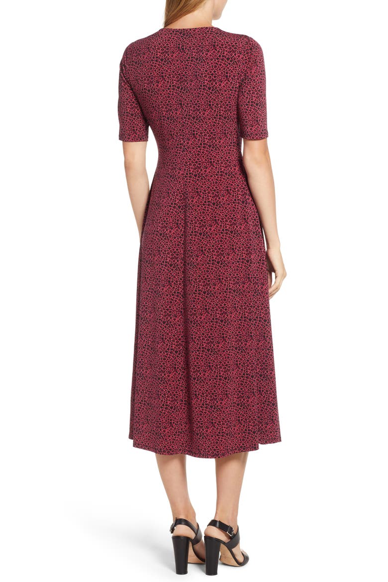 Ring Print Midi Dress, Alternate, color, RICH BLACK