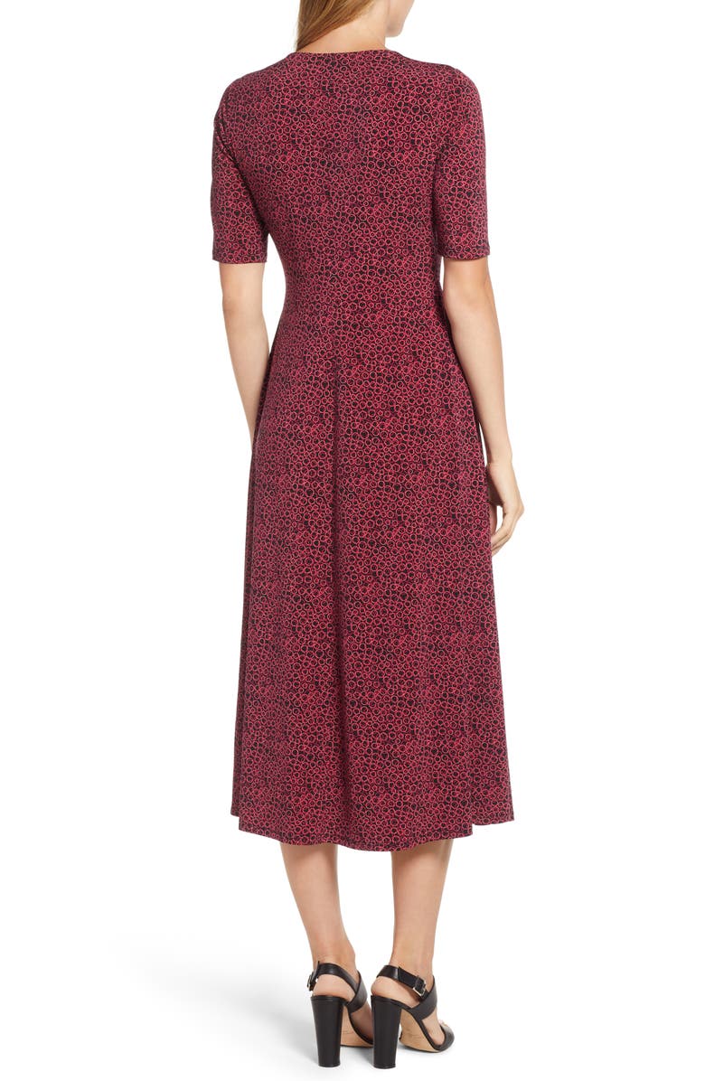 Chaus Ring Print Midi Dress, Alternate, color, Rich Black