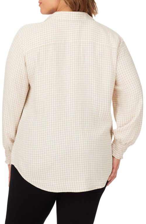 Shop Foxcroft Astria Glitter Gingham Cotton Blend Button-up Shirt In Ivory Multi