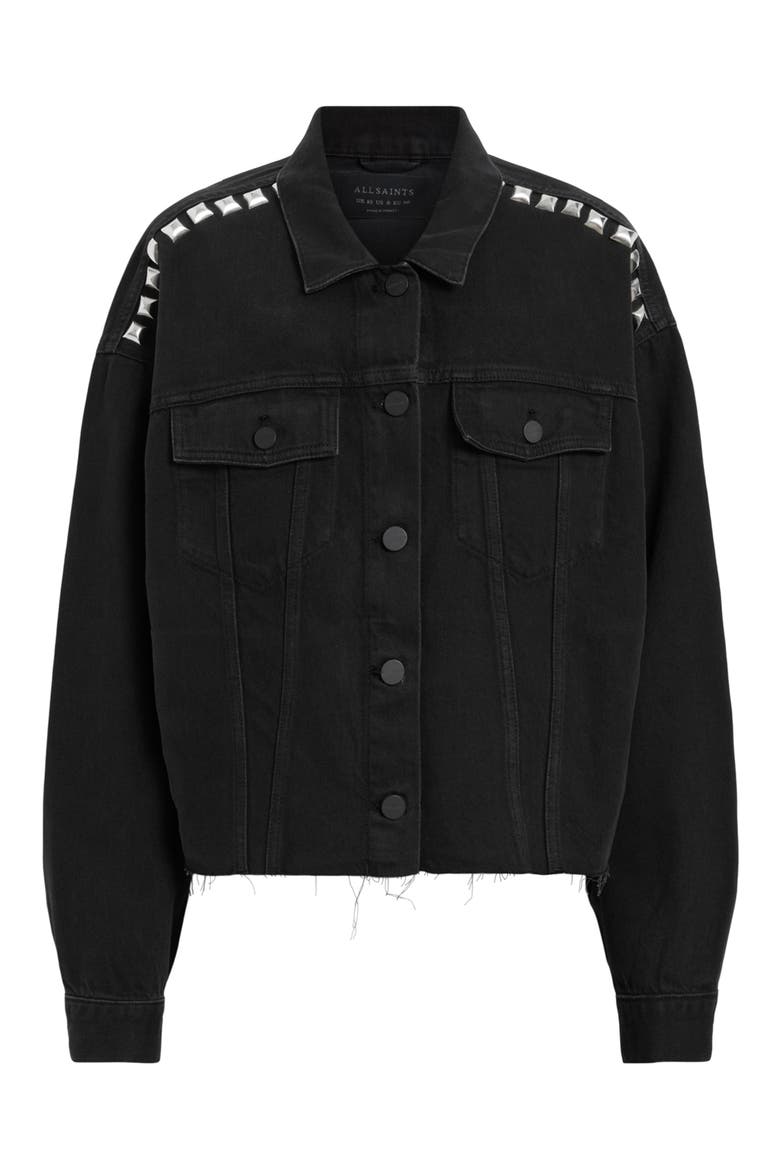 Piper Studded Denim Shacket, Alternate, color, BLACK