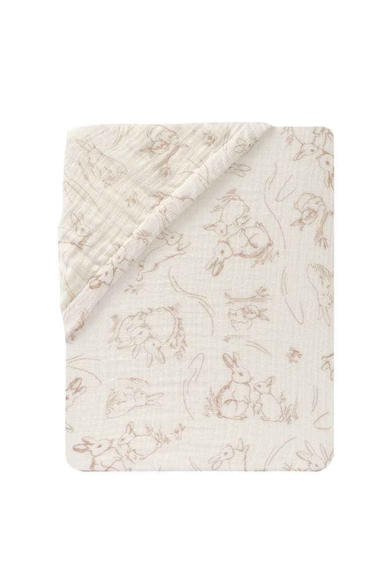 Signature Organic Cotton Muslin Bunny Fitted Crib/Toddler Sheet, Alternate, color, White