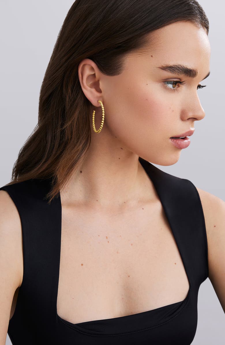 LAGOS 18K Gold Caviar Beaded Hoop Earrings, Alternate, color, Gold