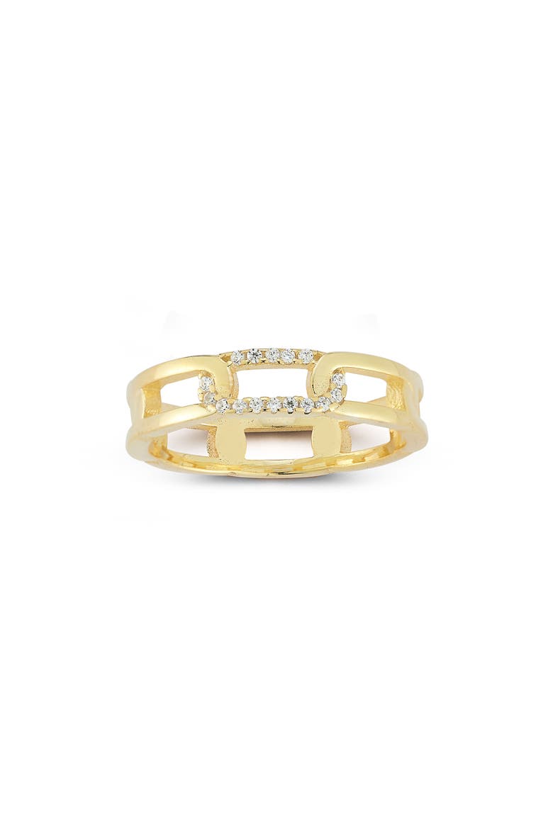 14K Gold Plated CZ Chain Link Ring, Alternate, color, GOLD