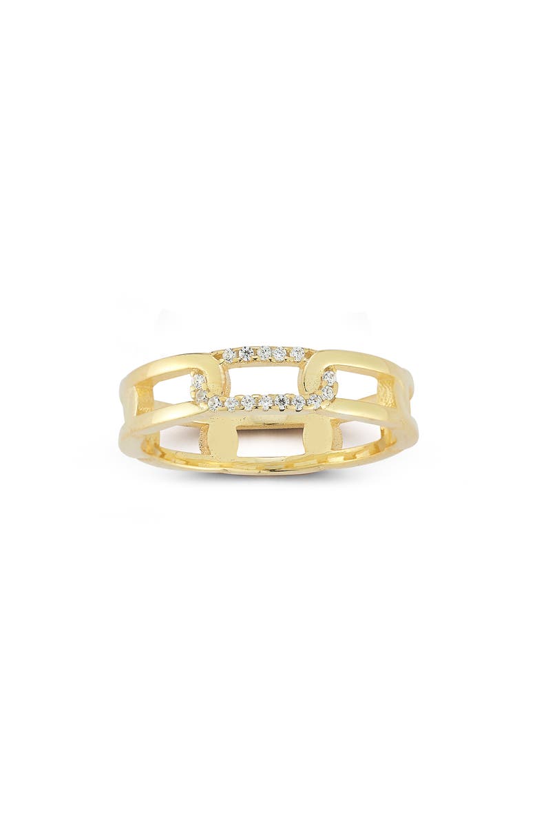 SPHERA MILANO 14K Gold Plated CZ Chain Link Ring, Alternate, color, Gold