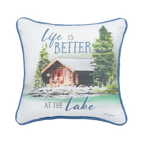 Life Is Better At The Lake Printed Small/Petite Accent Pillow 10" x 10"