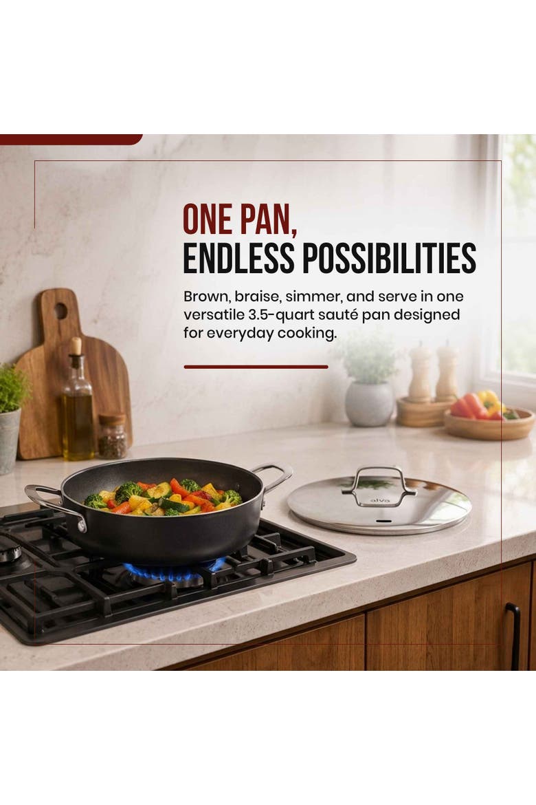Maestro 3.5-Quart Ceramic Nonstick Sauté Pan with Lid, Alternate, color, Black
