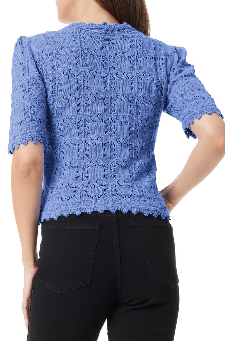 Roby Novelty Stitch Cotton Blend Crewneck Sweater, Alternate, color, BLUE HERON