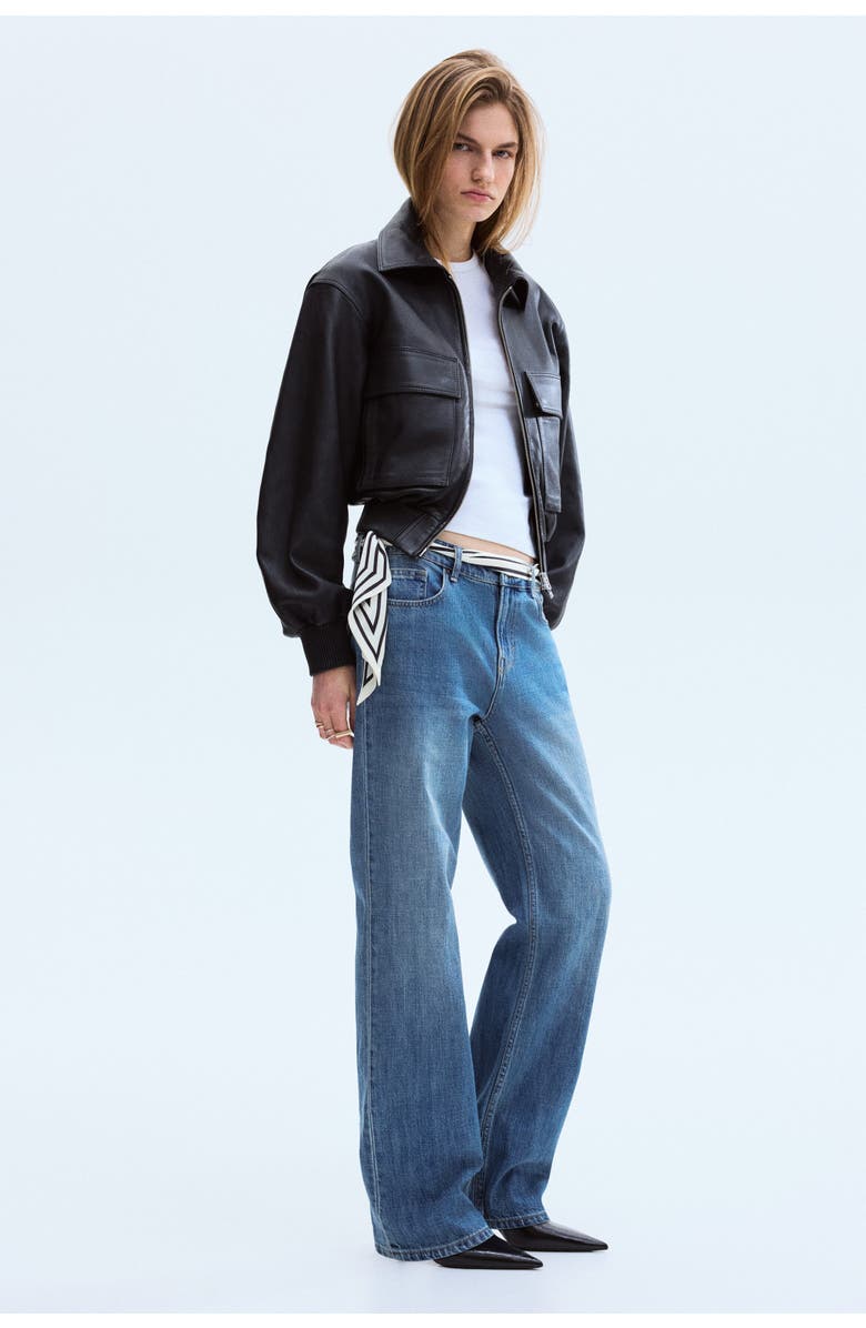 H&M Straight Regular Waist Jeans, Main, color, Denim Blue