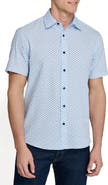CONSTRUCT Slim Fit Falling Feathers Seersucker Short Sleeve Shirt