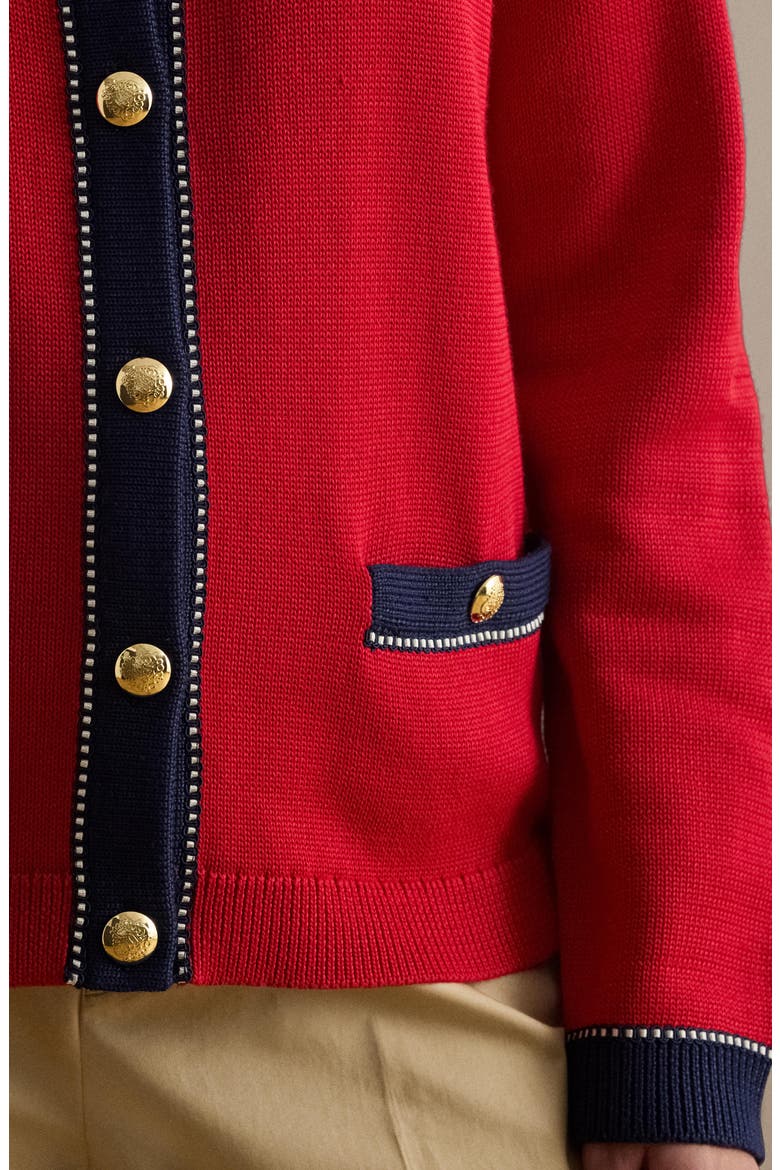 Two-Tone Cardigan, Alternate, color, CRUISE RED/ MULTI