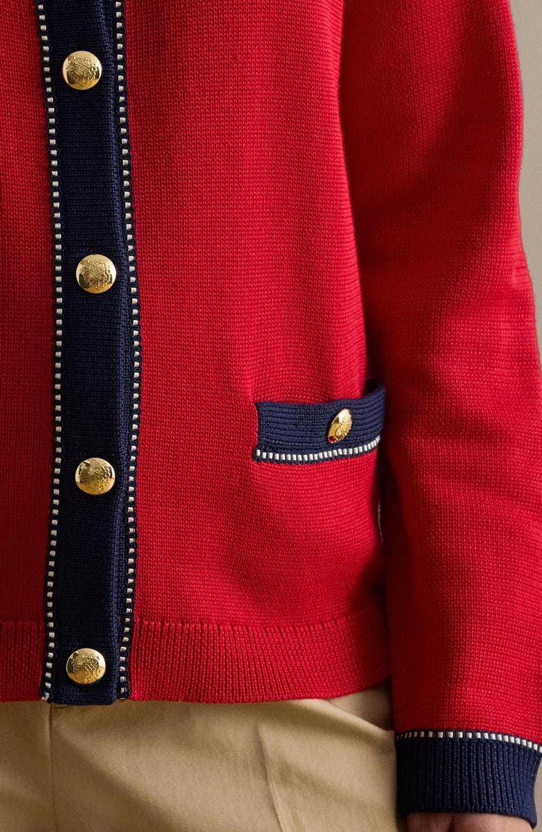 Lauren Ralph Lauren Two-Tone Cardigan, Alternate, color, Cruise Red/ Multi