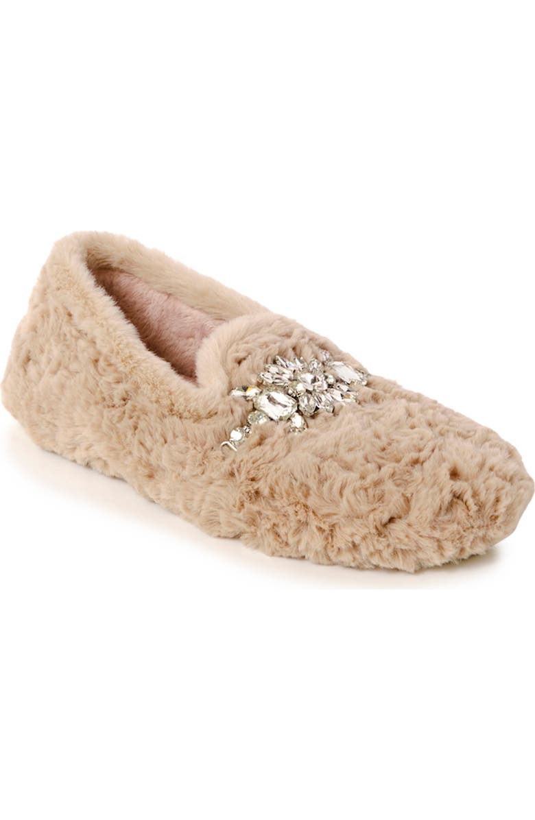 Free People Slumber Party Faux Fur Loafer Slipper, Main, color, Parchment