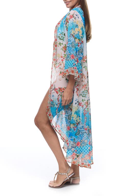 Ranee's Ranees Floral Cover-up Duster In Blue