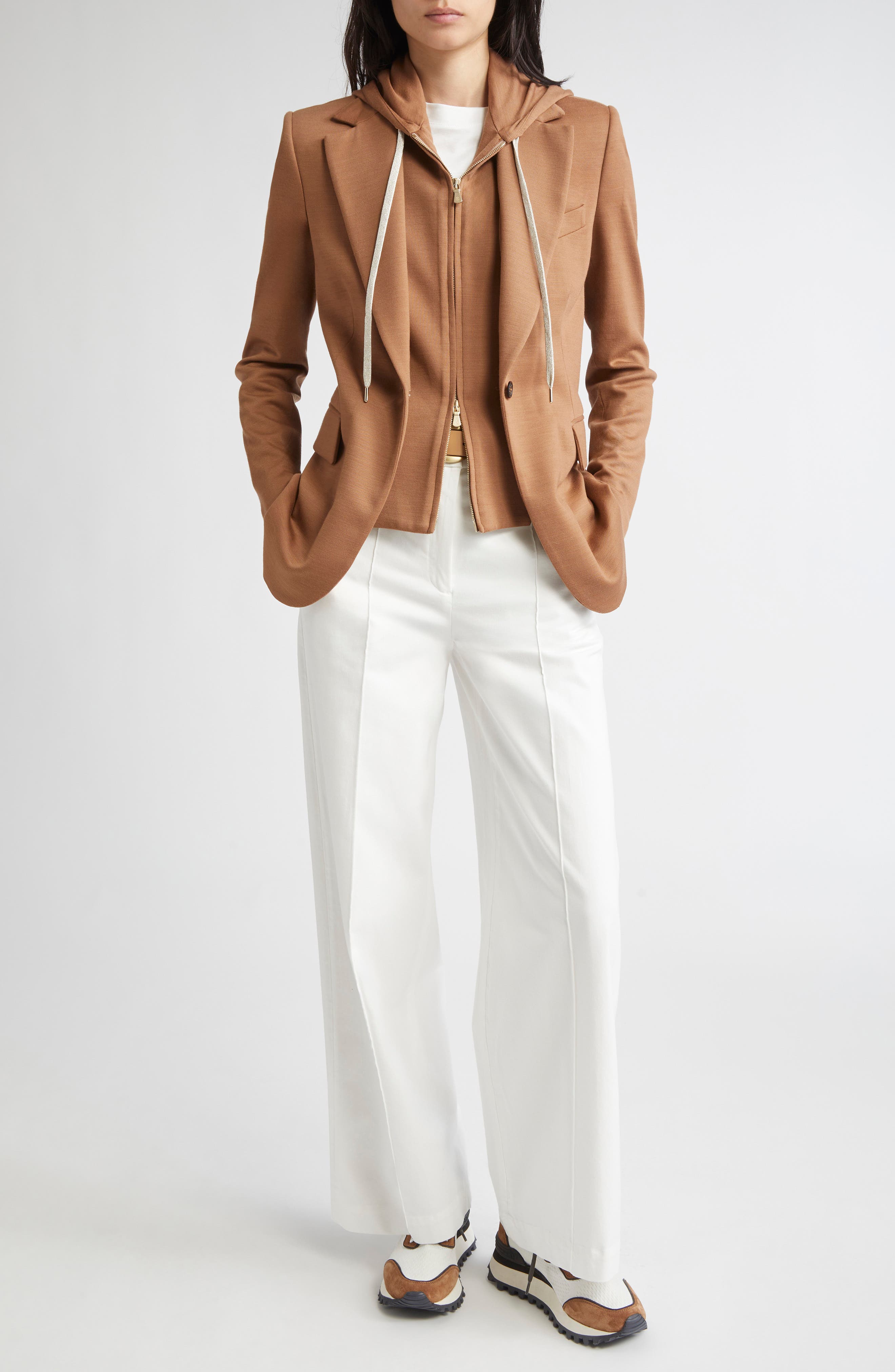 Wool Blazer with Removable Hooded Bib - image 2
