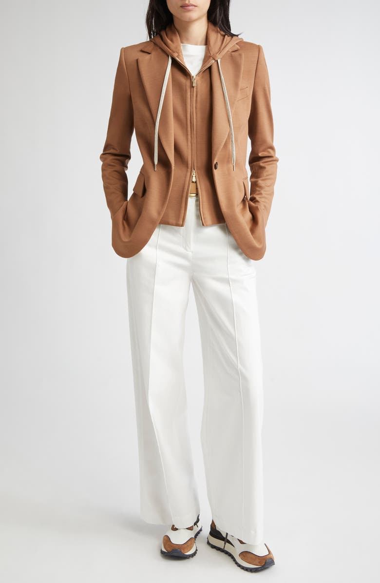 Eleventy Wool Blazer with Removable Hooded Bib, Alternate, color, 157 Cognac