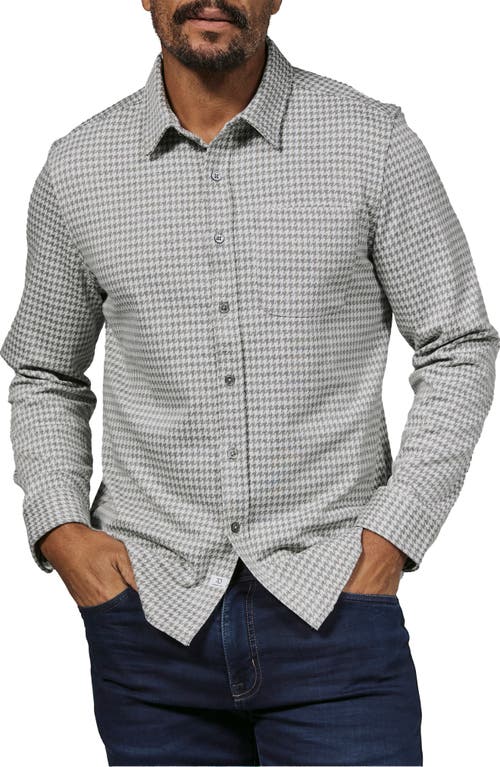 7 Diamonds Generation Houndstooth Knit Button-Up Shirt in Grey 