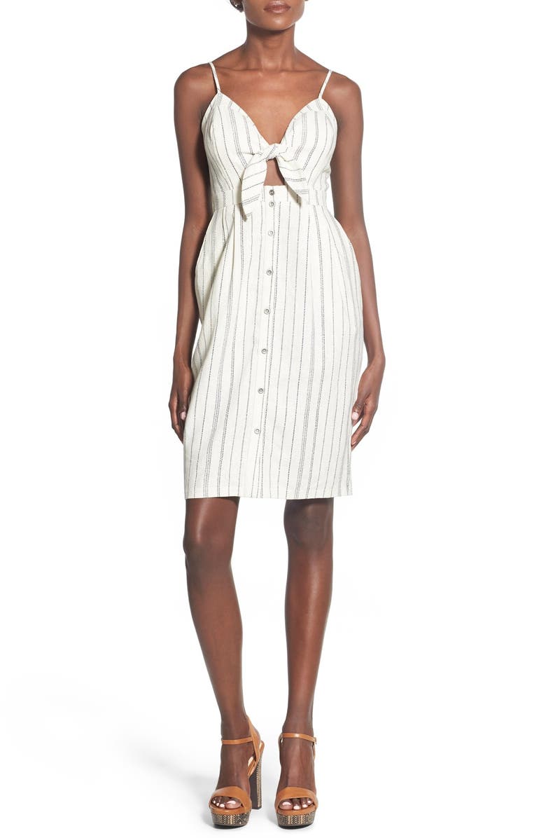 ASTR the Label ASTR Tie Front Button Down Midi Dress, Main, color, 