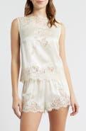 DÔEN Viviane Lace Trim Silk Satin Top