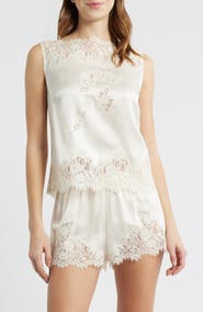 DÔEN Viviane Lace Trim Silk Satin Top