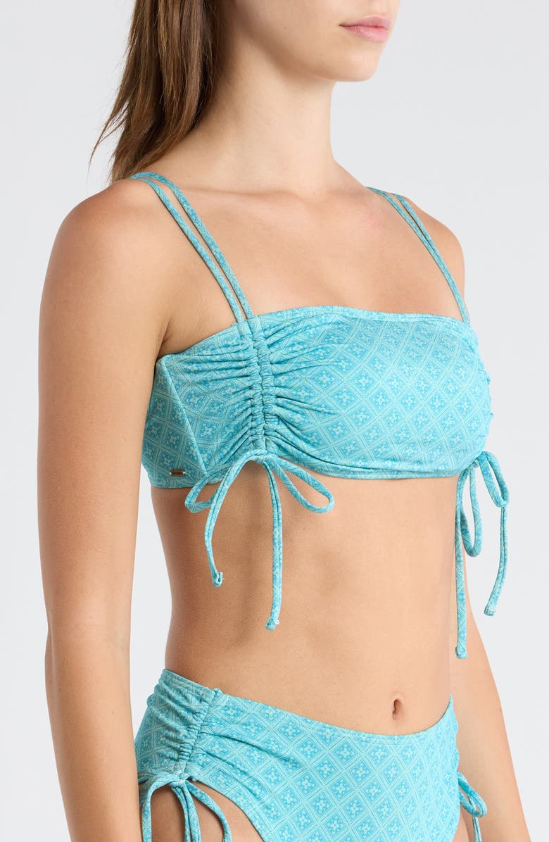 Rip Curl Moon Geo Metallic Ruched Bikini Top, Alternate, color, Blue
