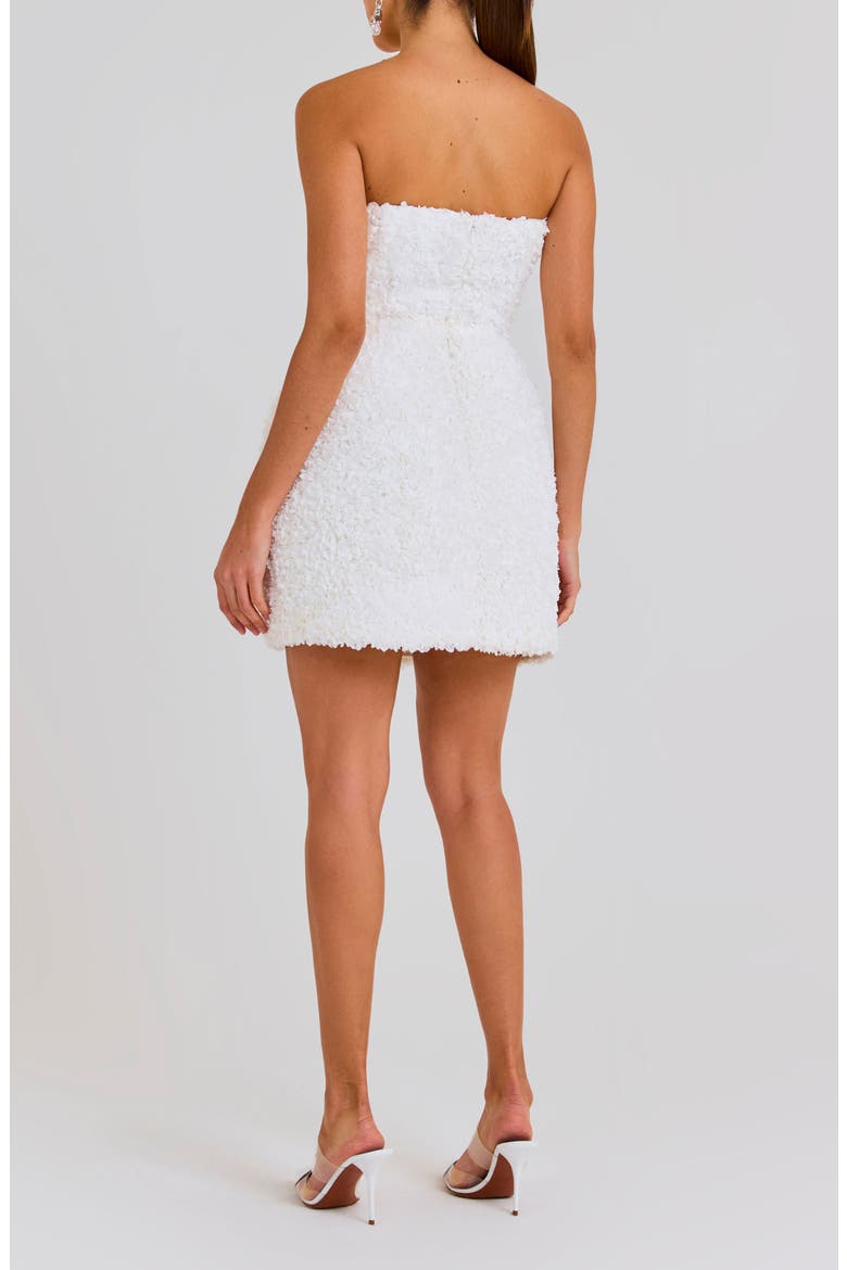 Maisy Floral Appliqué Strapless Minidress, Alternate, color, WHITE