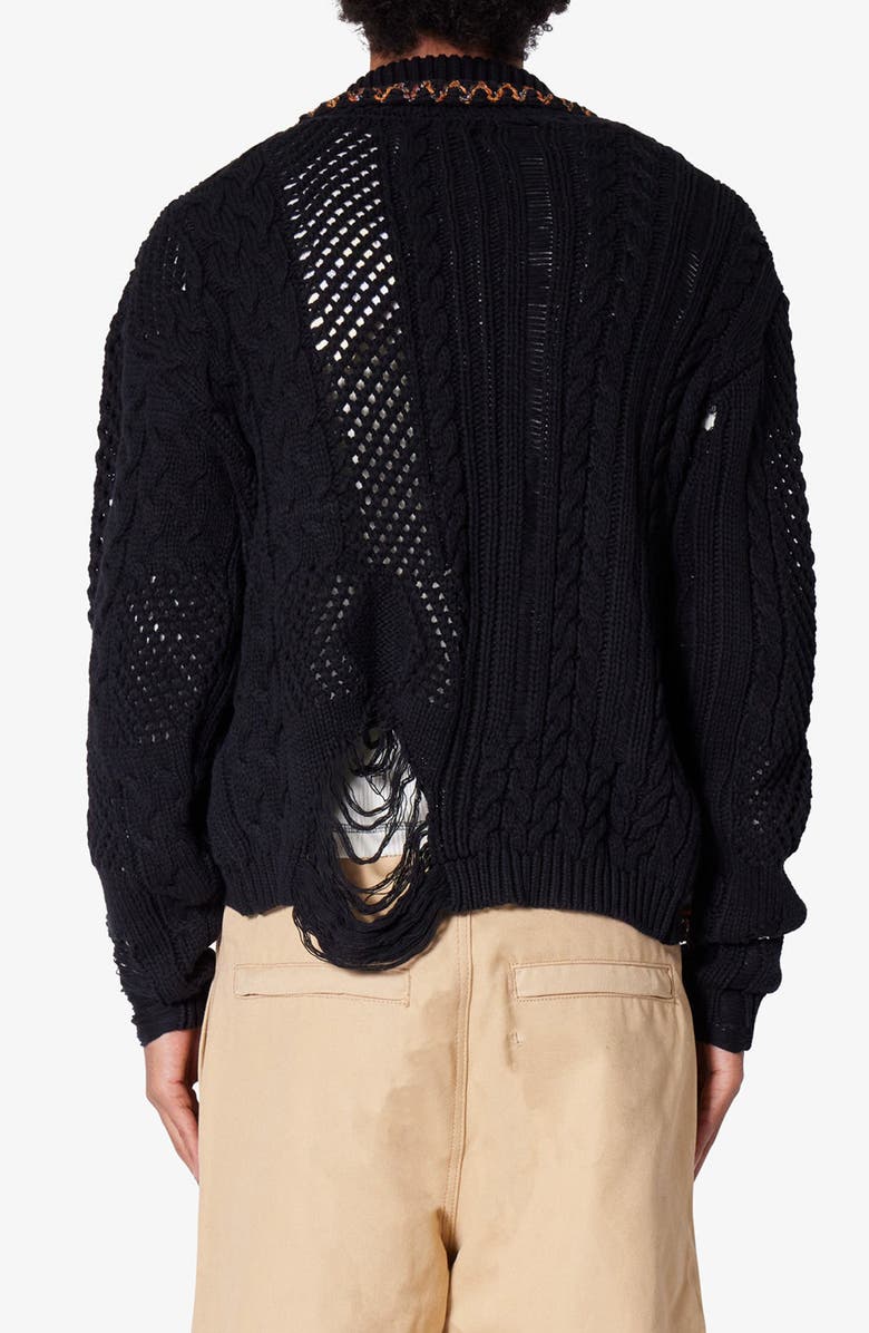 mnml Distressed Chunky Collared Cardigan, Alternate, color,