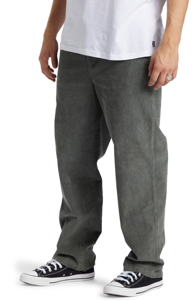 Billabong Larry Relaxed Straight Leg Corduroy Drawstring Pants, Alternate, color, Slate Green