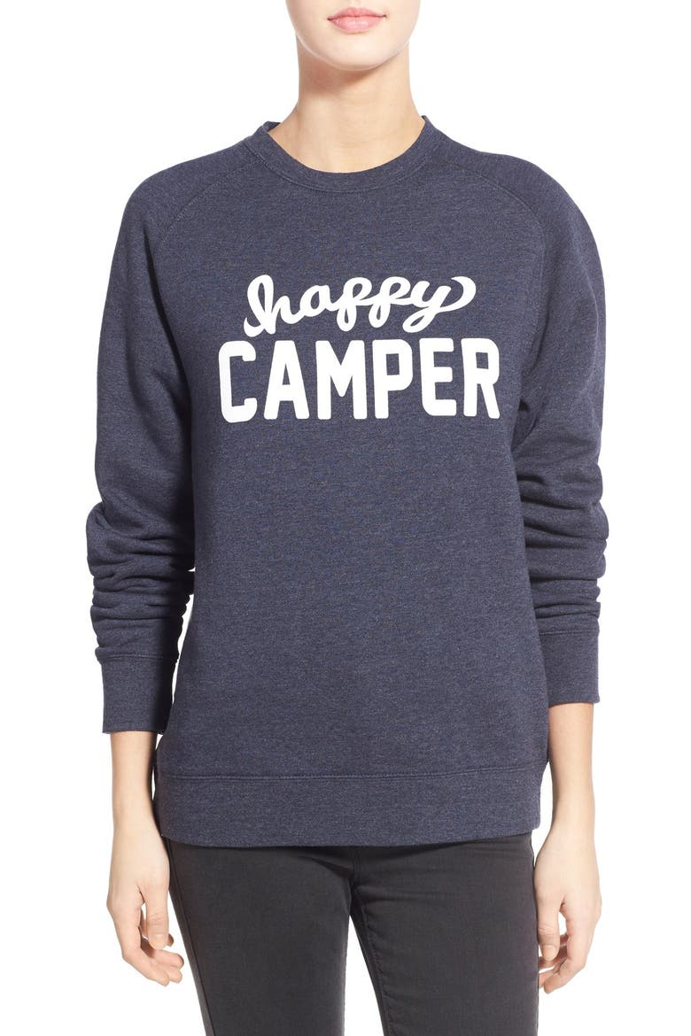 'Happy Camper' Graphic Sweatshirt, Main, color, NAVY