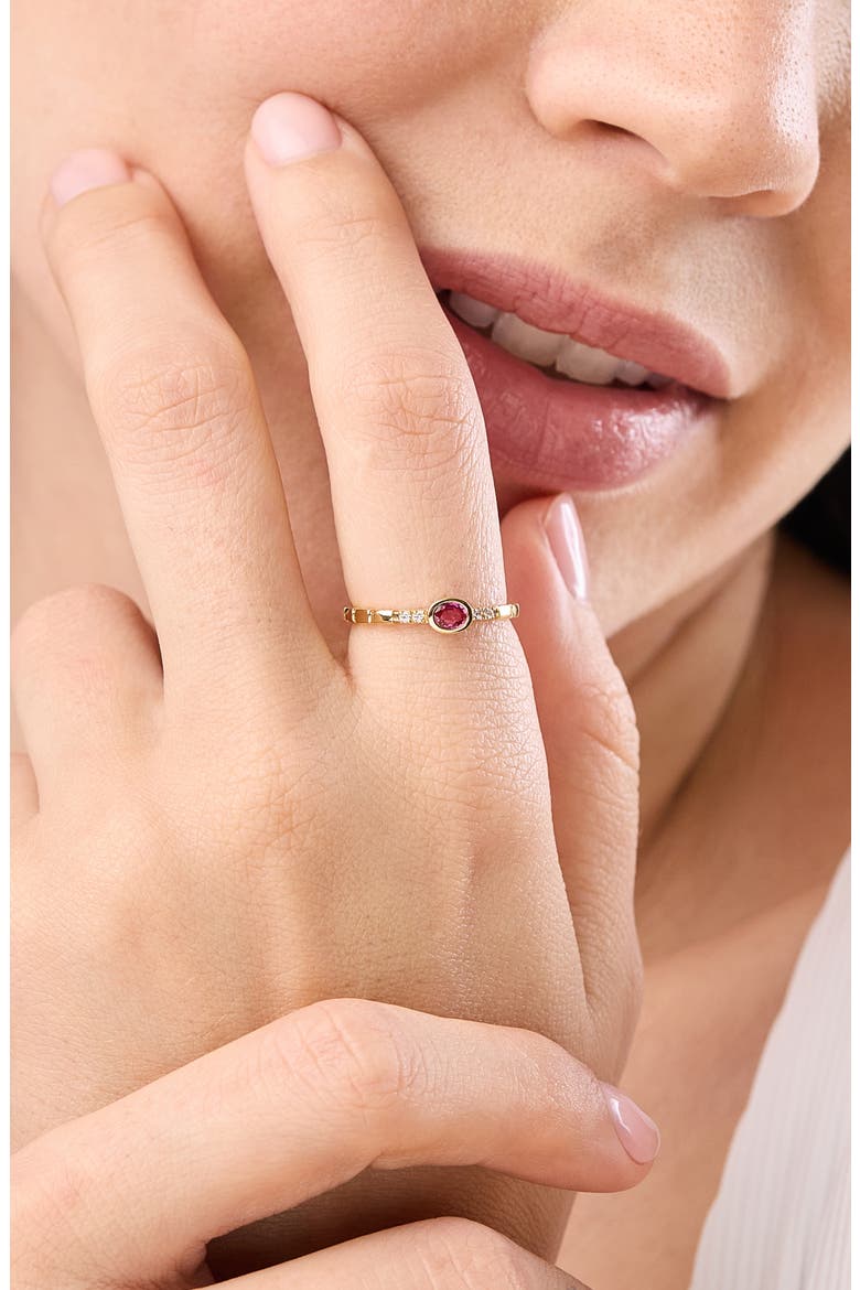 18K Gold El Mar Gemstone and Natural Diamond Stackable Ring, Alternate, color, 18K YELLOW GOLD/DIAMOND/RUBY