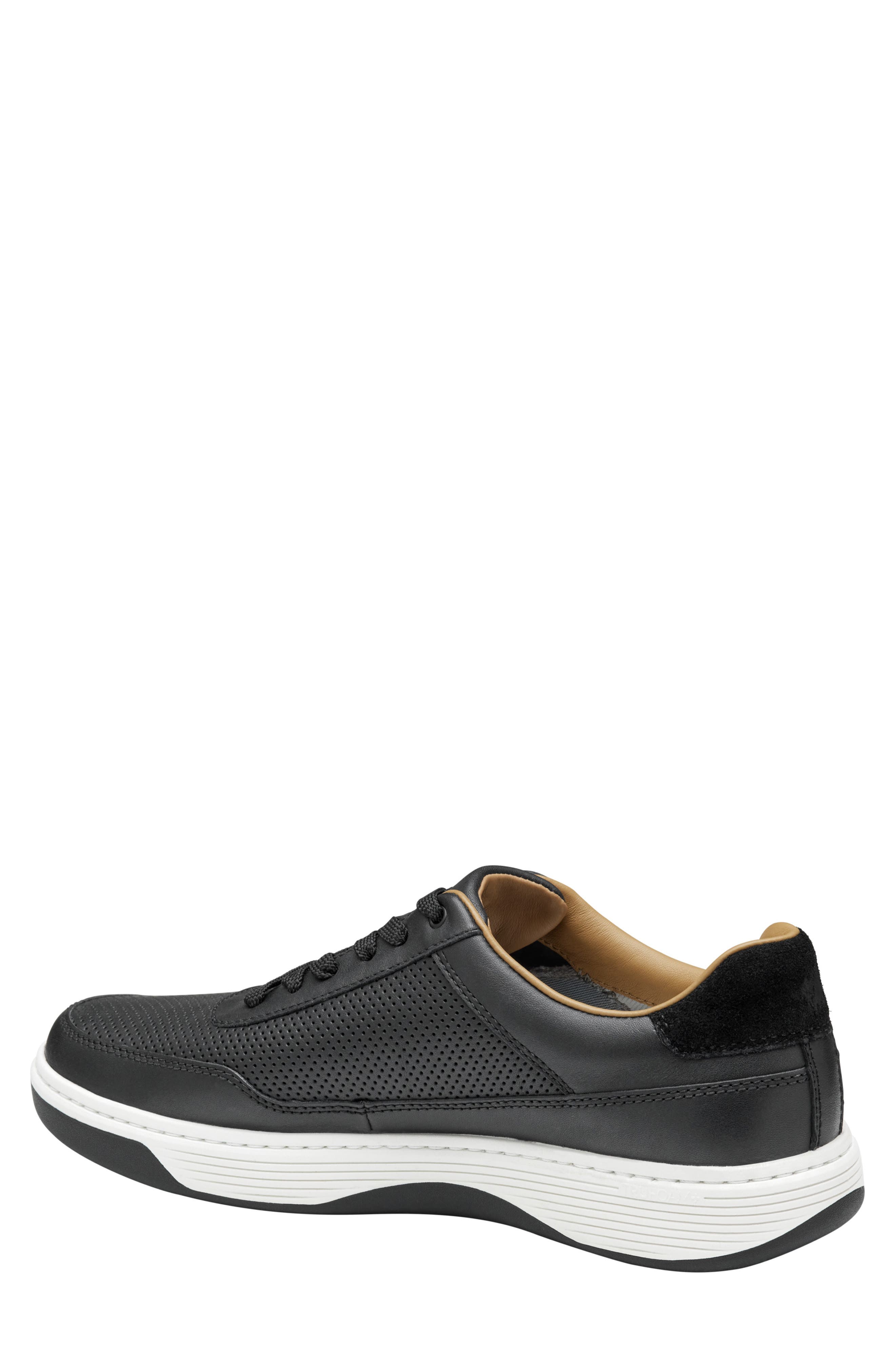 Johnston & Murphy Dawson Perforated Leather Sneaker, Alternate, color, Black Full Grain