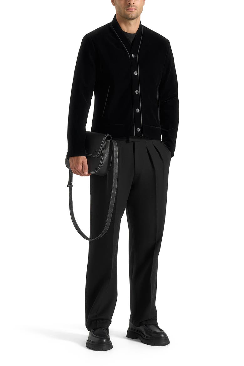 Nassim Velvet Jacket With Contrast Piping, Alternate, color, Black