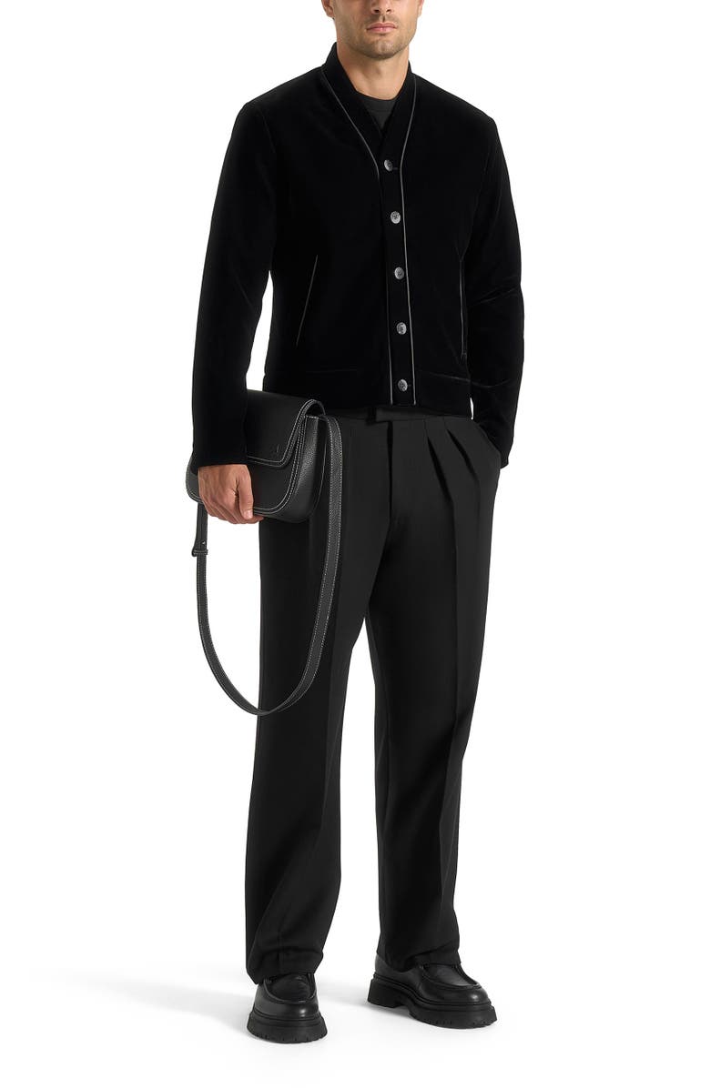 Manière De Voir Nassim Velvet Jacket With Contrast Piping, Alternate, color, Black