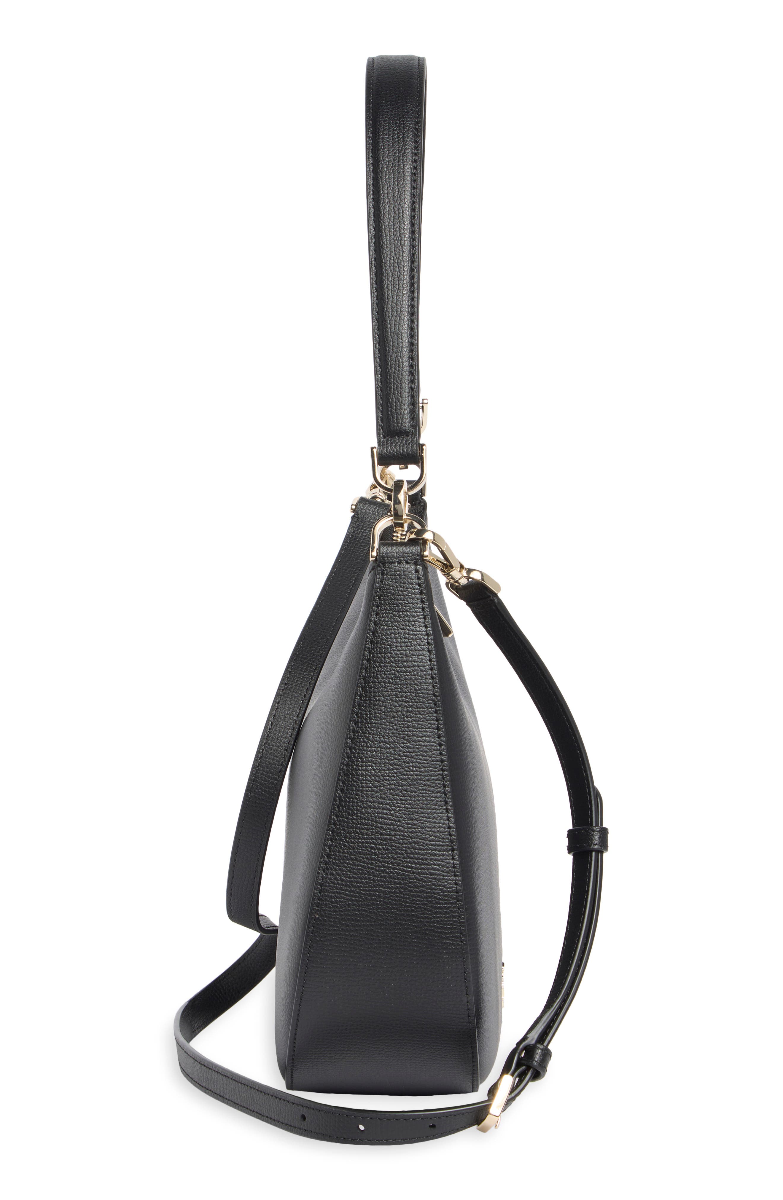 Refined Leather Shoulder Bag, Alternate, color, BLACK