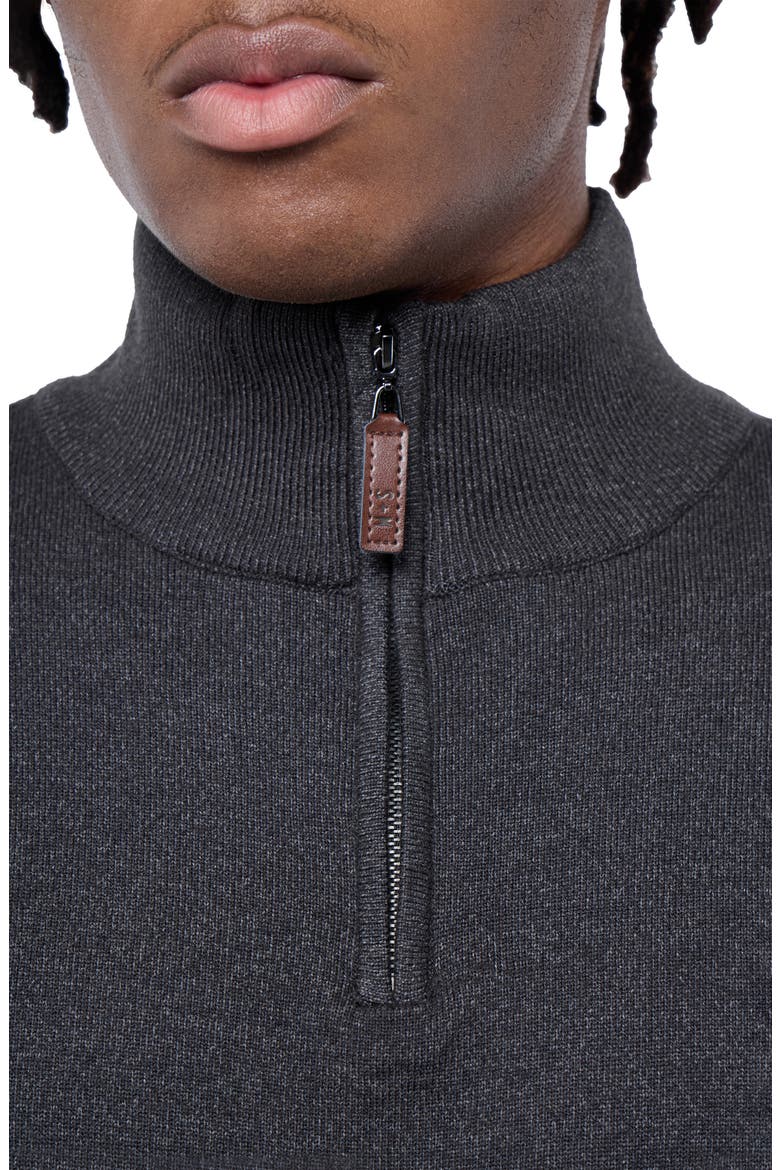 Mock Neck Quarter Zip Sweater, Alternate, color, HEATHER CHARCOAL